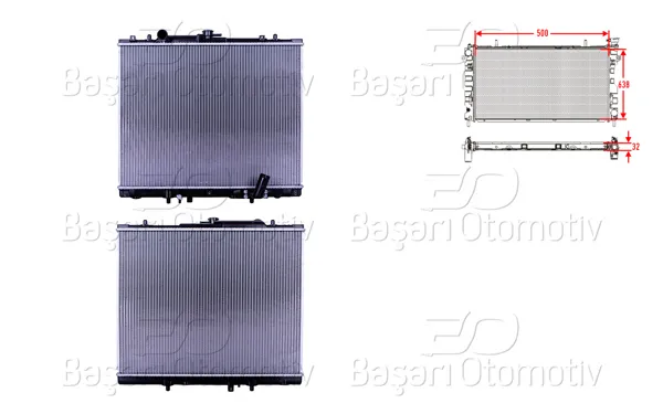 Su Radyatörü Brazing Mt 500X638x32 Mitsubishi L200 (K7_T, K6_T, K5_T) 2.5 TD 01-07