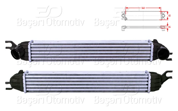 Turbo Radyatörü (Intercooler) 540X82x64 Mini Cooper S R56 Cooper S Jcw Cooper S Clubman R55 Cooper S Convertıble R57 Cooper S Coupe R58 06 >