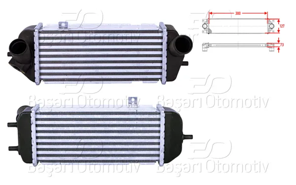 Turbo Radyatörü (Intercooler) 300X127x73 Hyundai i20 (Pb, Pbt) 1.4 CRDI 08-15 Kia Soul (Am) 1.6 CRDI 09-14