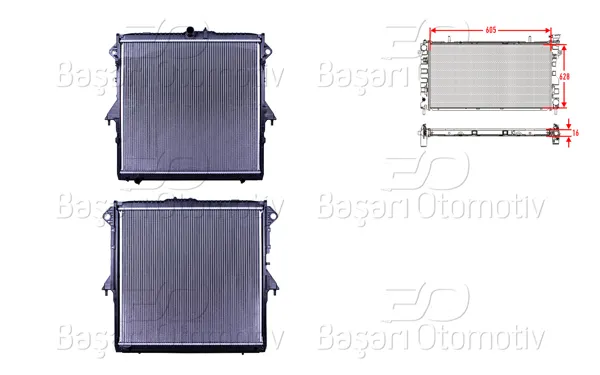 Su Radyatörü Brazing Mt-At 605X628x26 Ford Ranger 2.2 TDCI.3.2 TDCI Bt50 2.5