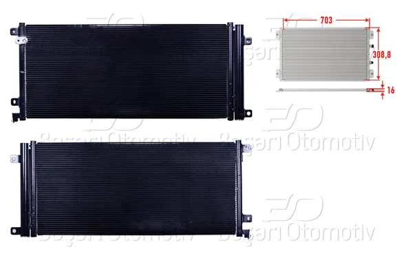 Klima Radyatörü 703X308,8X16 Honda Civic X 1.0 1.5 16 >