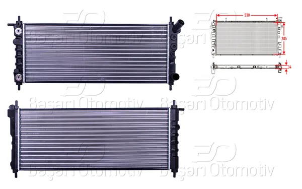 Su Radyatörü Mekanik At 530X285x34 Opel Corsa B 1.2 Otomatik Zıncırlı Motor 97 >