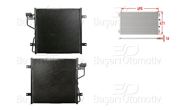 Klima Radyatörü 495X471x16 Jeep Cherokee 2.4 4X4 2001-2008 Jeep Cherokee 2.8 Crd 2010 > Jeep Cherokee 2.5 4X4 2001-2008