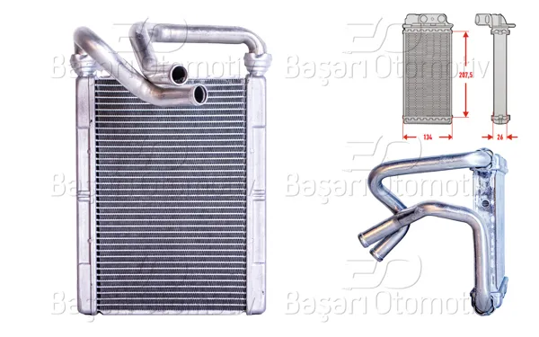 Kalorifer Radyatörü Brazing 134X208 mm Toyota Yaris 1.0 1.3 1.5 Verso 1.3 1.4 1.5 Ncp21 1999 >