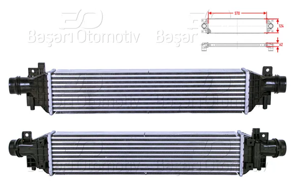Turbo Radyatörü (Intercooler) 570X124x62 Opel Mokka Chevrolet Trax 1.4 12 >