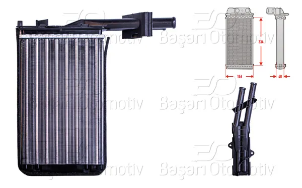 Kalorifer Radyatörü Mekanik Mt-At 234X156x40 mm Renault21 1.7 1.9 D 2.1 1986 >