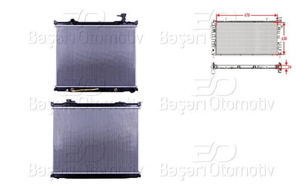 Su Radyatörü Brazing At 470X638x26 mm Kia Sorento 2.5Crdı 06-09 Kapaklı