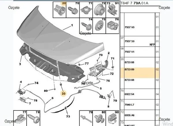 Motor Kaput Ayar Takozu P301 P308 P508 P3008 Celys C4 II 2Lik