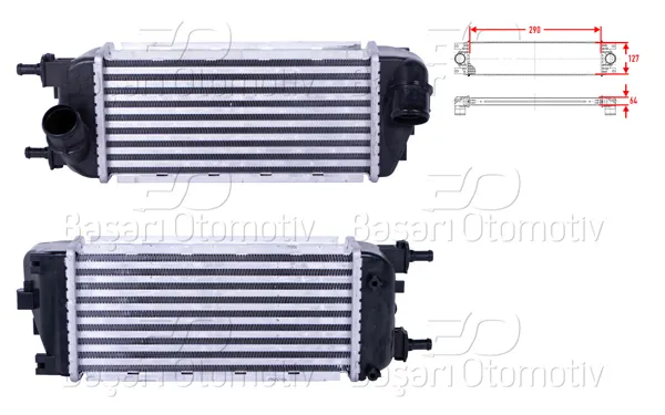 Turbo Radyatörü (Intercooler) 290X127x64 Fiat Panda 0.9 T-1.3 JTD 12 >