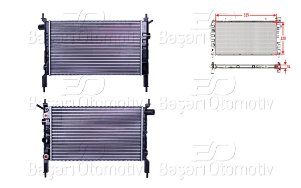 Su Radyatörü Mekanik At 525X328x34 Opel Astra F 1.4 Otomatik 91 >