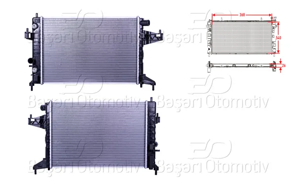 Su Radyatörü Brazing At 368X540x16 Opel Corsa C 01 >
