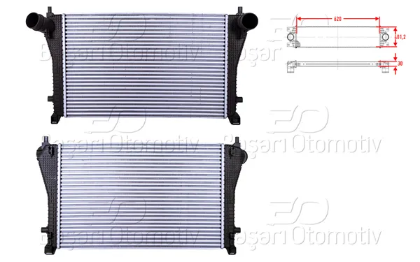 Turbo Radyatörü (Intercooler) 620X401,2X30 VW Golf 7 Passat Seat Leon Skoda Octavia Audi A3 1.8 TFSI 2.0 TSI 13 >
