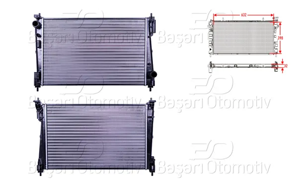 Su Radyatörü Mekanik Mt 632X398x32 Opel Corsa D 1.3 CDTI 1.6 Turbo 1.7 CDTI Fiat Bravo Doblo Grande Punto 1.3D Multıjet1.6 D Multijet 06 >
