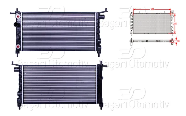 Su Radyatörü Mekanik At 530X285x30 Opel Corsa B Combo B Otomatik 1.4 8V 93 >