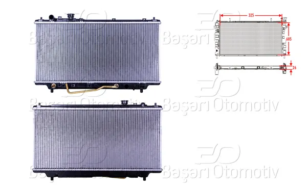Su Radyatörü Brazing At 325X685x26 Mazda 323 1.3. 1.5. 1.8 94-98. Famılıa. Lantis 1.3. 1.5. 1.6 97 >