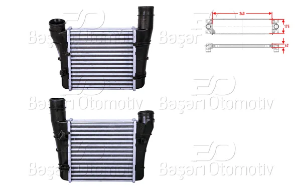 Turbo Radyatörü (Intercooler) 240X175x62 Audi A4 1.9 TDI 2.0 TDI 01 >