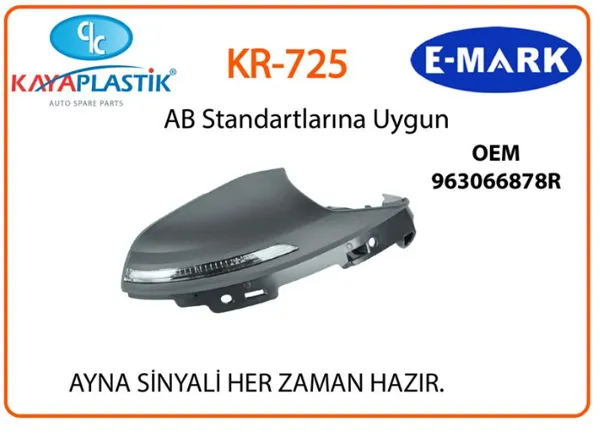 Renault Megane 4 2015- Ayna Sinyal Lambası Ledli Kapaklı Yerli Marka