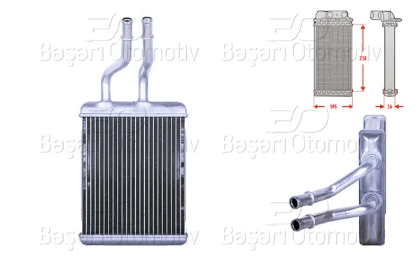 Kalorifer Radyatörü Brazing 210X184 mm Alfa Romeo 147 1.6 16V 156 1.9 JTD Gt1.8 Ts 1.9 JTD 2.0 Jts 3.2 Gta 00 >