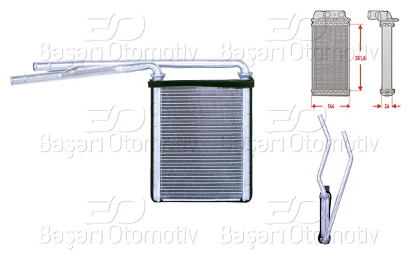 Kalorifer Radyatörü Brazing 144X197 mm Toyota Yaris 1.0 1.33 1.8 1.4 05 >