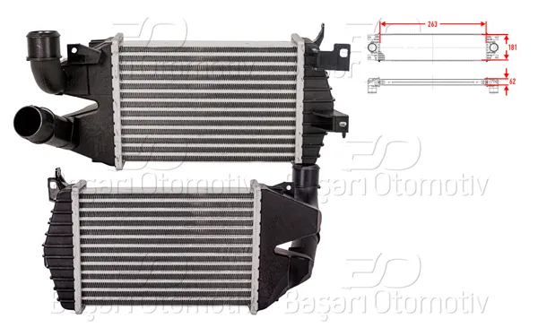 Turbo Radyatörü (Intercooler) 263X176x62 Opel Astra H Zafira B 1.3 CDTI 1.7 CDTI 1.9 CDTI 04 >