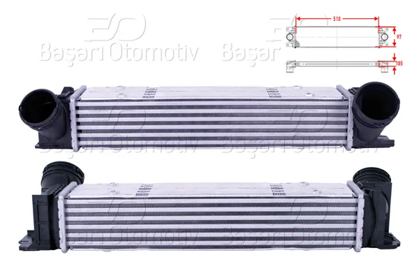 Turbo Radyatörü (Intercooler) 510X97x105 BMW 3 (E90) 320D 04-11 X1 (E84) Sdrive 20D 09-15 1 (E87) 120D 04-11