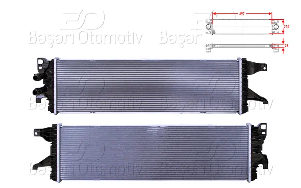 Turbo Radyatörü (Intercooler) 697X210x26 VW T6 2.0 TDI 15 >