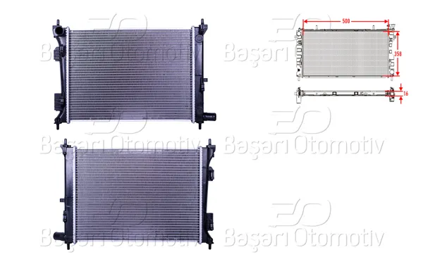 Su Radyatörü Brazing Mt 500X368x16 Hyundai i20 1.2. Accent Blue 1.4 11 > . Rio