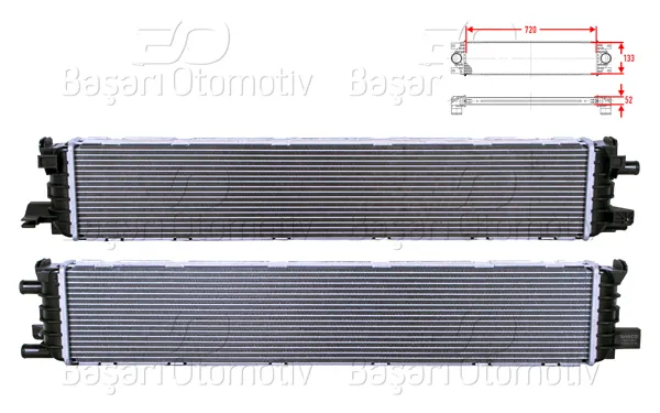 Turbo Radyatörü (Intercooler) 720X133x52 VW Golf7 (5G1, Bq1, Be1, Be2) 1.4 Gte 12-21 Seat Leon Sc (5F5) 1.2 TSI 13-18 Audi A4 B8 (8K2) 2.0 TDI 07-16