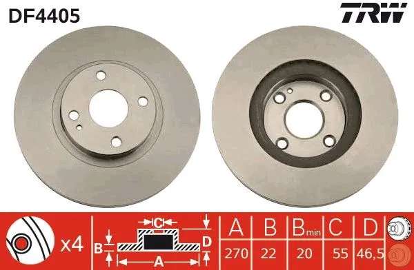 (Ü.K) Fren Diski Ön Hava Kaallı, Boyalı, 4 Bijon, 270 mm Mazda Mx-5 II 1.6 16V 98-05, 1.8 98-02, 1.8 16V 98-05