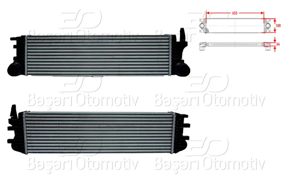 Turbo Radyatörü (Intercooler) 655X188x64 Mercedes-Benz Vito (W447) 114 CDI-116 CDI-119 Bluetec 14 >