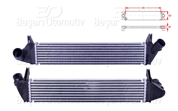 Turbo Radyatörü (Intercooler) 590X120x40 Dacia Duster Logan Sandero Renault Logan 1.5 DCI 05 >