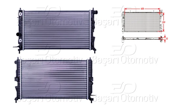 Su Radyatörü Mekanik At 608X359x32 Opel Vectra B 1.6 1.8 2.0 2.2 95 >