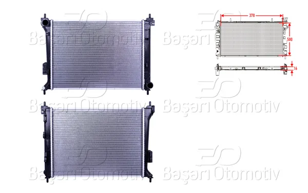 Su Radyatörü Brazing Mt 378X500x16 mm Hyundai i20 1.4. 1.6 08 >