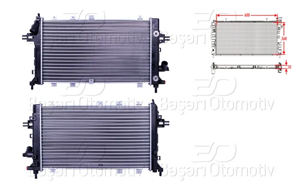 Su Radyatörü Mekanik At 600X368x23 Opel Astra H 1.9Dtı Otomatik Klimalı 05 >