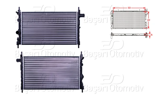 Su Radyatörü Mekanik Mt 525X322x23 Opel Kadet E1 3 88 >