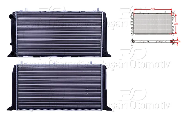 Su Radyatörü Mekanik Mt 590X322x34 Audi A80 1.6 1.6D 1.8 2.0 2.0E 86 >