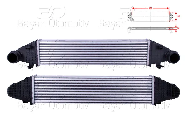Turbo Radyatörü (Intercooler) 630X120x64 Mercedes-Benz Benz W204 C180 Kompressor C220 CDI C300 CDI 4-Matic C320 CDI 4-Matic C350 CDI 4-Matic X204 Glk 320 CDI 4-Matic 350 CDI 4-Matic 07 >