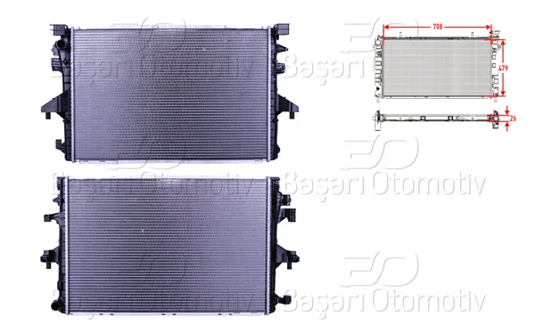 Su Radyatörü Brazing Mt-At 708X479x26 mm VW T6 2.0Tdı