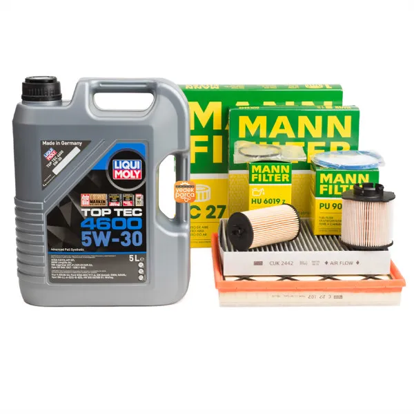 Periyodik Bakım Seti 1.6 Dizel Astra J ( Liqui Moly 4600 5w30 5 lt + Mann Filtre Seti )