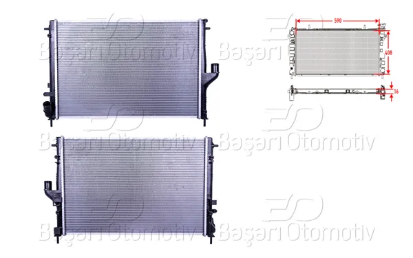 Su Radyatörü Brazing Mt 590X408x16 Dacia Duster (Hs) 1.5 DCI-16İ 10-18 / Logan (Ls) 1.5 DCI-16İ 10 > / Sandero 1.5 DCI 08 >