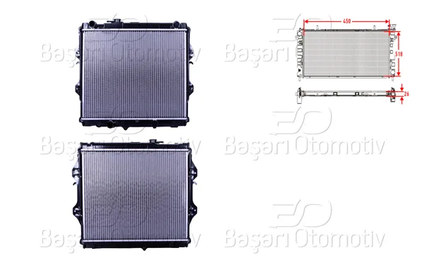Su Radyatörü Brazing Mt 450X518x26 Toyota Hilux (N1) 2.4 TD 98-02