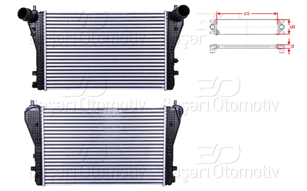 Turbo Radyatörü (Intercooler) 615X405x32 VW Jetta Golf6 Superb 1.6 TDI Cay Motor 09 >
