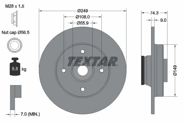 Fren Diski Peugeot 308 / Citroen C4 / Ds4 249mm Rulmanlı Arka