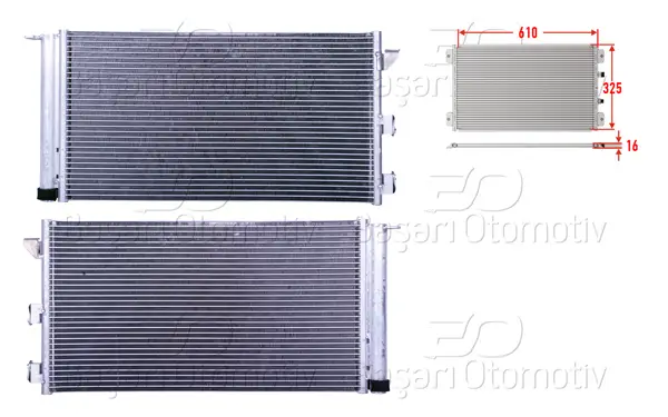 Klima Radyatörü 610X325x16 Fiat Panda 1.2. 1.3 Multijet. 1.4 03-12