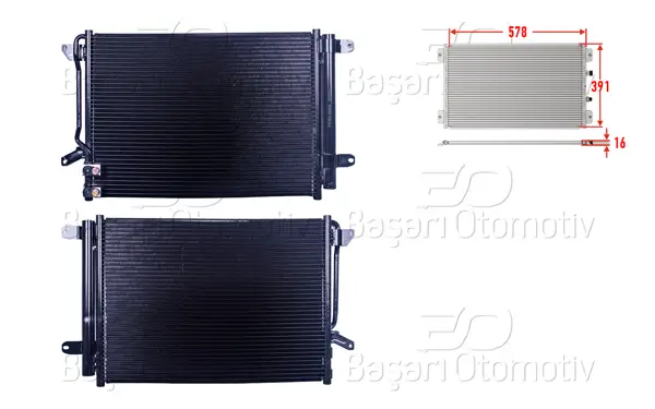 Klima Radyatörü 578X391x16 VW Bettle Jetta 4 1.2 TSI 1.4 TSI 1.6 TDI 2.0 TDI 2.0 TSI 2.5 16 >