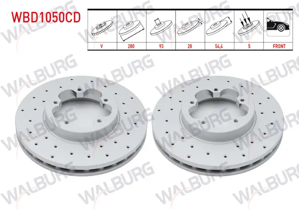 Fren Diski Ön Havalı Kaplamalı Performans Delikli 5 Bjn 280X28x93x54,4 Ford Transit (V347) 2.2 TDCI Onden Cekıs 2006-2014 / Transit (V347) 2.4 TDCI Onden Cekıs 2006-2014