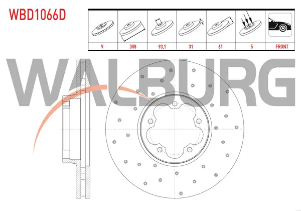 Fren Diski Ön Havalı Performans Delikli 5 Bjn 308X31x93,1X61 Ford Transit (V363) 2.2 TDCI Çift Teker 2014-
