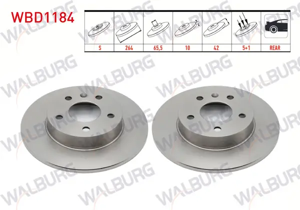 Fren Diski Arka Düz 5 Bjn 264X10x65,5X42 Opel Astra G 1.8 16V-2.0 16V 1998-2005 / Astra H 1.3 CDTI-1.6İ 16V-1.9 CDTI 2004-2010 / Zafira A 1.6 16V-1.8 16V-1999-2005 / Meriva A 1.3 CDTI 2003-2010