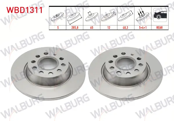 Fren Diski Arka Düz 5 Bjn 282X12x65x48,2 Volkswagen Golf V-VI 1.4 TSI-1.6 TDI 2003-2013 / Jetta III 2.0 TDI 2005-2010 / A3 1.6-1.8T 2003-2012 / Octavia 1.8 TFSI 2004-2012 / Toledo III 2.0 TDI 2004-2009