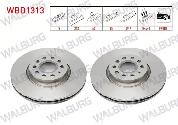 Fren Diski Ön Havalı 5 Bjn 312X25x65x49,7 Golf V 1.4Tsı-1.6 TDI 2003-2009 / Caddy III 2.0 TDI 2004-2015 / Golf VI 1.6İ 2008-2013 / Scirocco 1.4 TSI 2008-/ Skoda Superb 1.6 TDI 2015-/ Passat 1.6 TDI 2008-2012